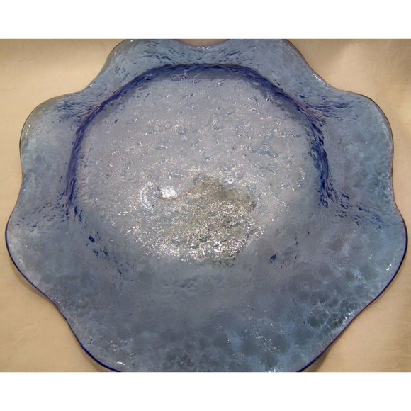 Italian Murero Glass Textured Wave Bowl Sky Blue - Picture 11 of 12